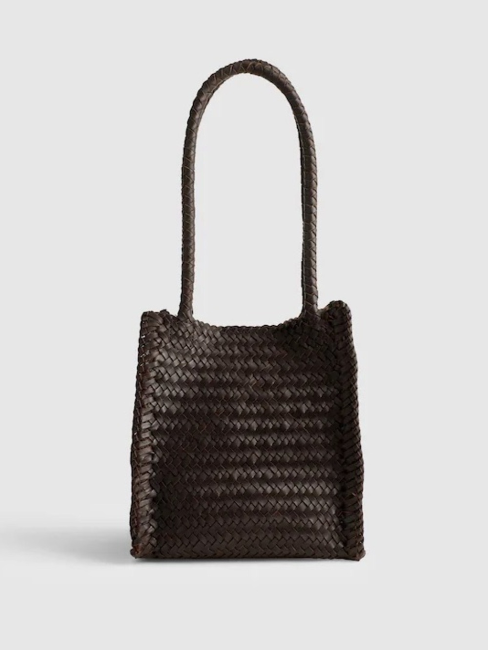 MADEWELL • The Lexington Real Brown Leather Intrecciato Weave Small Box Tote - Picture 5 of 14